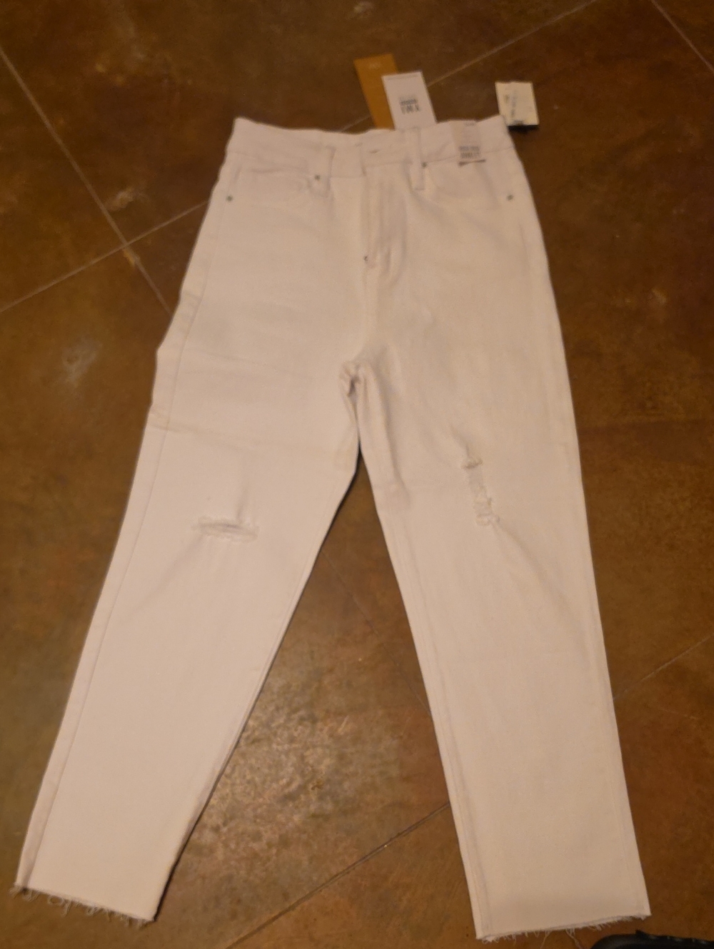 YMI White High-Rise Distressed Straight-Leg Jeans